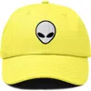 Dalix Alien Embroidered Classic Dad Cap In Yellow