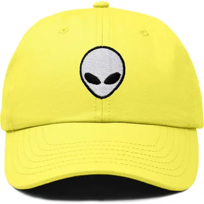 Dalix Alien Embroidered Classic Dad Cap In Yellow