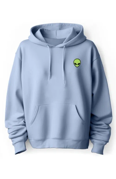 Dalix Alien Fleece Hoodie In Light Blue