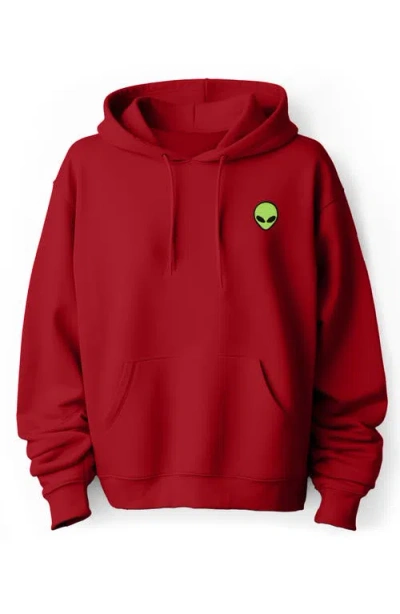 Dalix Alien Fleece Hoodie In Red