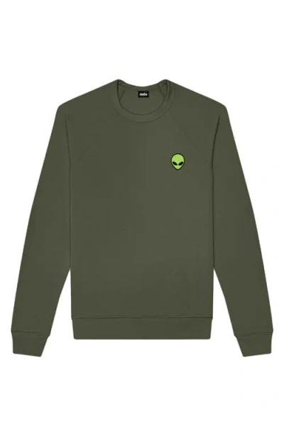 Dalix Alien Fleece Sweatshirt In Military Green