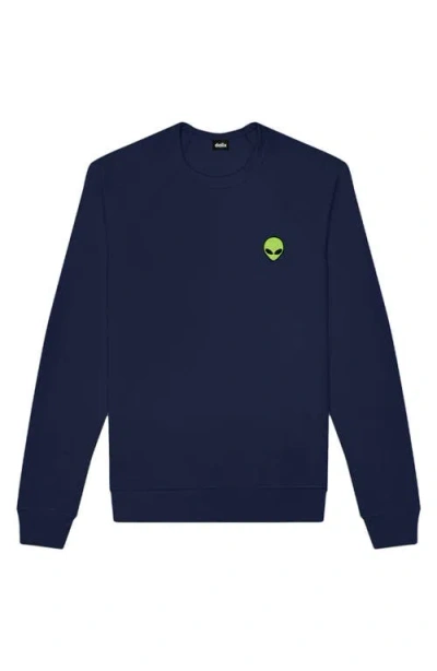 Dalix Alien Fleece Sweatshirt In Navy Blue
