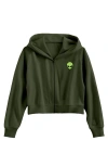 Dalix Alien Fleece Zip Hoodie In Military Green