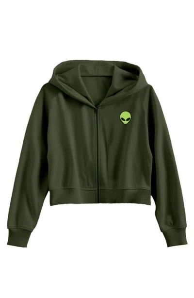 Dalix Alien Fleece Zip Hoodie In Military Green