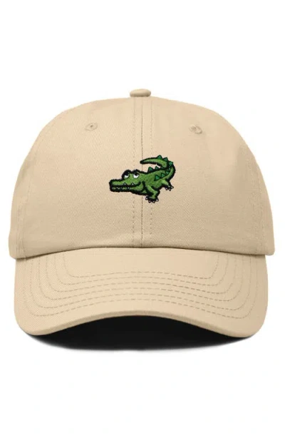 Dalix Alligator Embroidered Wildlife Cap In Khaki