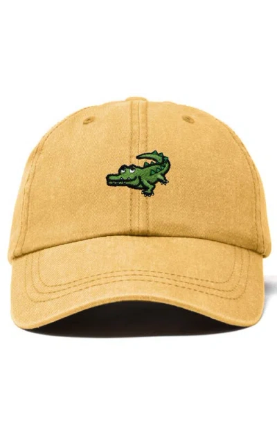 Dalix Alligator Embroidered Wildlife Cap In Washed Gold