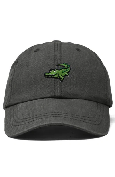 Dalix Alligator Embroidered Wildlife Cap In Washed Gray