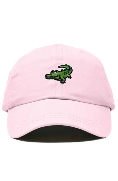 Dalix Alligator Embroidered Wildlife Cap In Washed Pink
