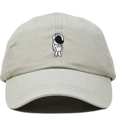 Dalix Astronaut Embroidered Space Hat In Washed Stone White