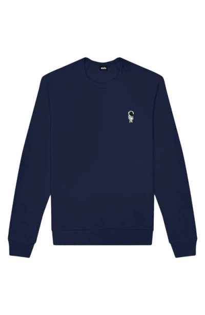 Dalix Astronaut Fleece Sweatshirt In Navy Blue