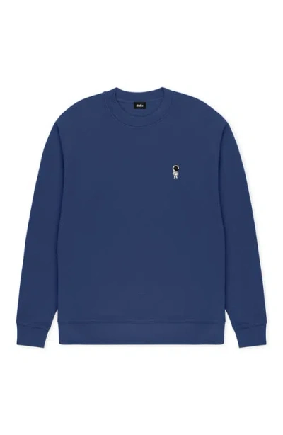Dalix Astronaut Relaxed Midweight Fleece Crewneck Sweatshirt In Blue