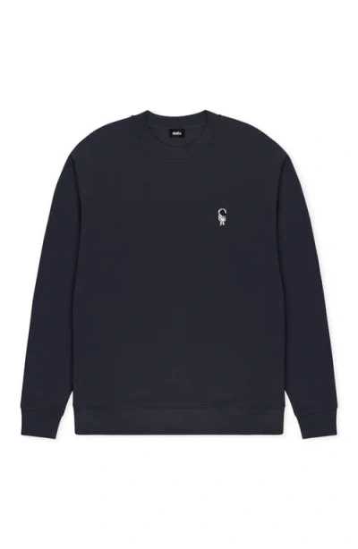 Dalix Astronaut Relaxed Midweight Fleece Crewneck Sweatshirt In Blue