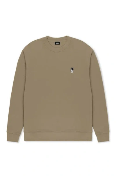 Dalix Astronaut Relaxed Midweight Fleece Crewneck Sweatshirt In Brown