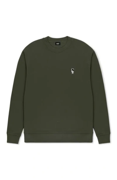 Dalix Astronaut Relaxed Midweight Fleece Crewneck Sweatshirt In Green