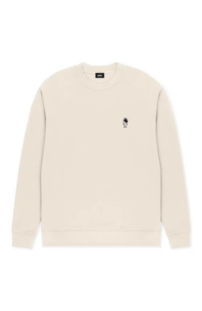 Dalix Astronaut Relaxed Midweight Fleece Crewneck Sweatshirt In Neutral