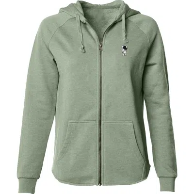 Dalix Astronaut Zip Fleece Hoodie In Sage