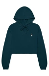 Dalix Astronautt Cropped Fleece Hoodie In Atlantic Green