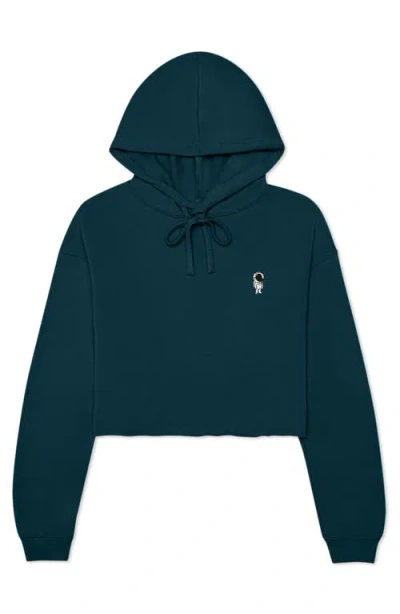 Dalix Astronautt Cropped Fleece Hoodie In Atlantic Green