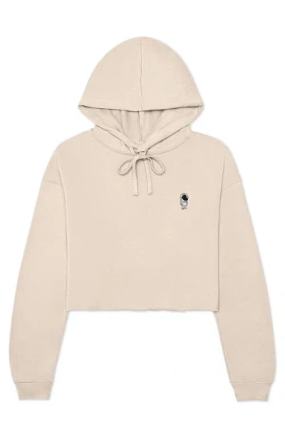 Dalix Astronautt Cropped Fleece Hoodie In Heather Dust