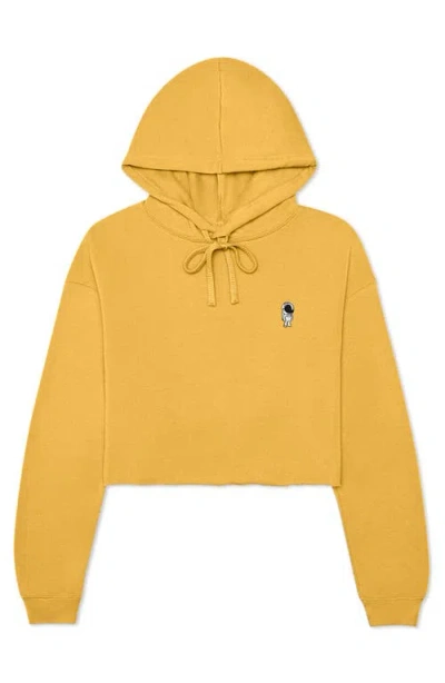 Dalix Astronautt Cropped Fleece Hoodie In Heather Mustard