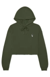 Dalix Astronautt Cropped Fleece Hoodie In Military Green