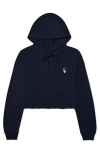 Dalix Astronautt Cropped Fleece Hoodie In Navy Blue