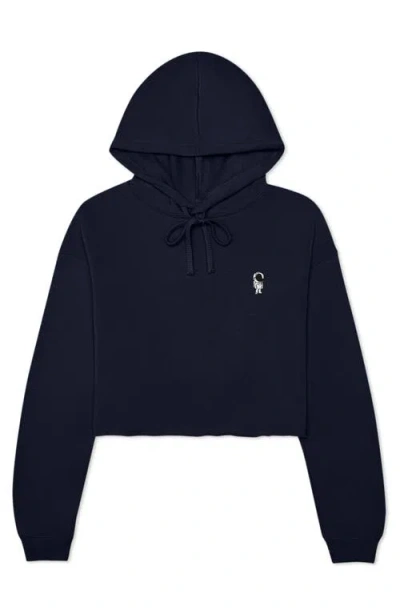 Dalix Astronautt Cropped Fleece Hoodie In Navy Blue