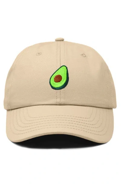Dalix Avocado Embroidered Food Hat In Khaki