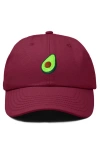 Dalix Avocado Embroidered Food Hat In Maroon