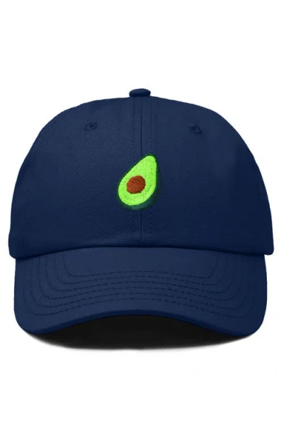 Dalix Avocado Embroidered Food Hat In Navy Blue
