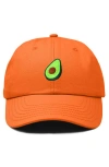 Dalix Avocado Embroidered Food Hat In Orange