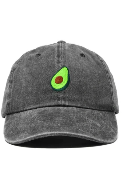 Dalix Avocado Embroidered Food Hat In Washed Black