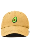 Dalix Avocado Embroidered Food Hat In Washed Gold