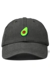 Dalix Avocado Embroidered Food Hat In Washed Gray