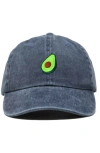 Dalix Avocado Embroidered Food Hat In Washed Navy Blue