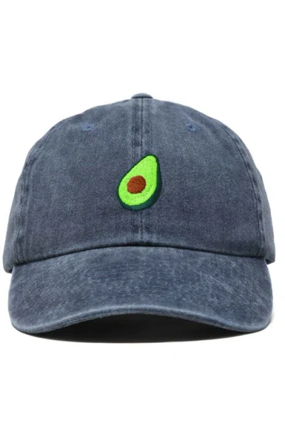 Dalix Avocado Embroidered Food Hat In Washed Navy Blue