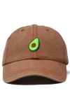 Dalix Avocado Embroidered Food Hat In Washed Orange