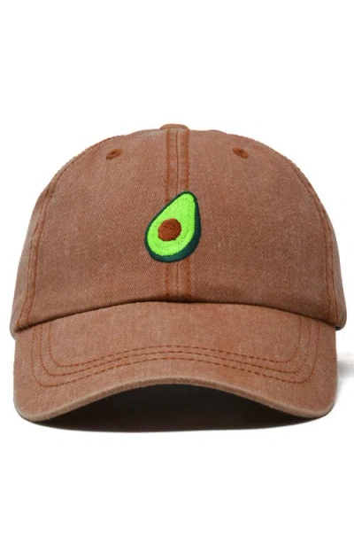 Dalix Avocado Embroidered Food Hat In Washed Orange