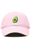 Dalix Avocado Embroidered Food Hat In Washed Pink