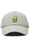 Dalix Avocado Embroidered Food Hat In Washed Stone White