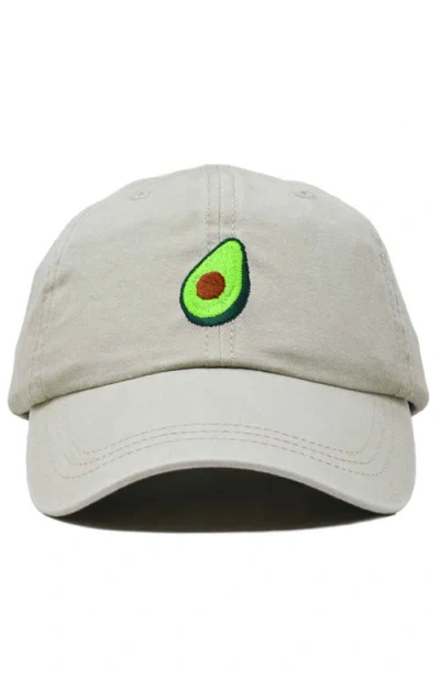 Dalix Avocado Embroidered Food Hat In Washed Stone White