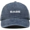 Dalix Babe Embroidered Cap In Washed Navy Blue
