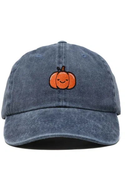Dalix Baby Pumpkin Embroidered Dad Hat In Washed Navy Blue