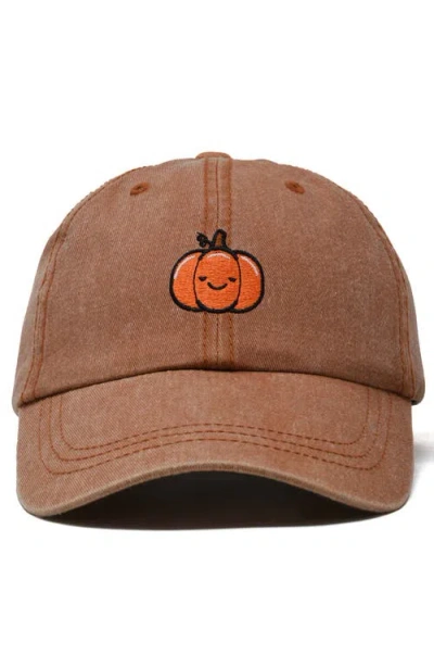 Dalix Baby Pumpkin Embroidered Dad Hat In Brown