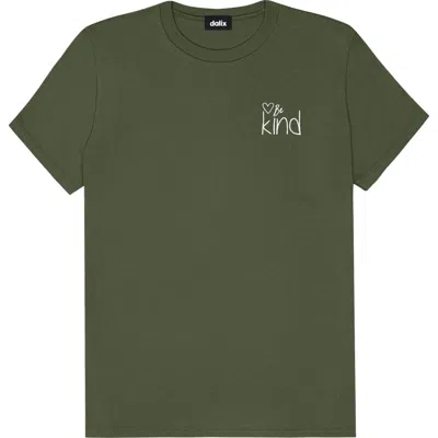 Dalix Be Kind Womens Relaxed Tee In Military Green