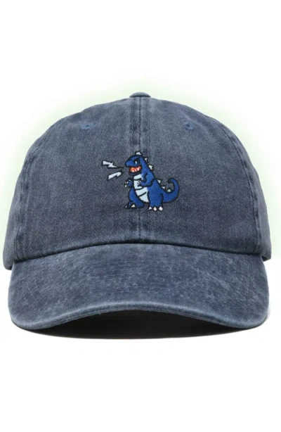 Dalix Big Lizard Cap In Washed Navy Blue