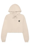 Dalix Black Cat Cropped Fleece Hoodie In Heather Dust