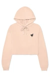 Dalix Black Cat Cropped Fleece Hoodie In Peach