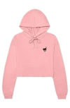 Dalix Black Cat Cropped Fleece Hoodie In Pink