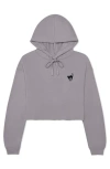 Dalix Black Cat Cropped Fleece Hoodie In Storm Gray